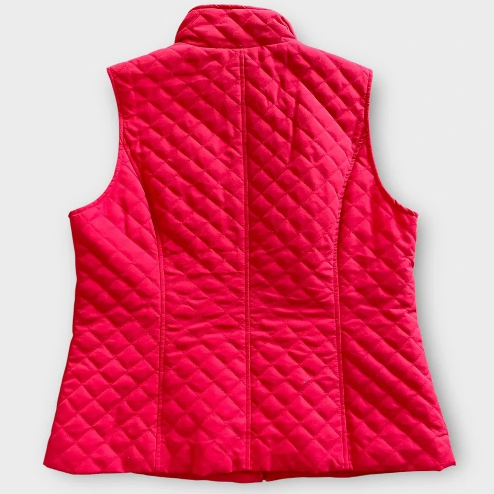 Christopher & Banks Quilted Vest Women Medium Red Pocket Classic Layering Preppy - Picture 3 of 6